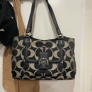 Coach Black and Cream Shoulder Bag